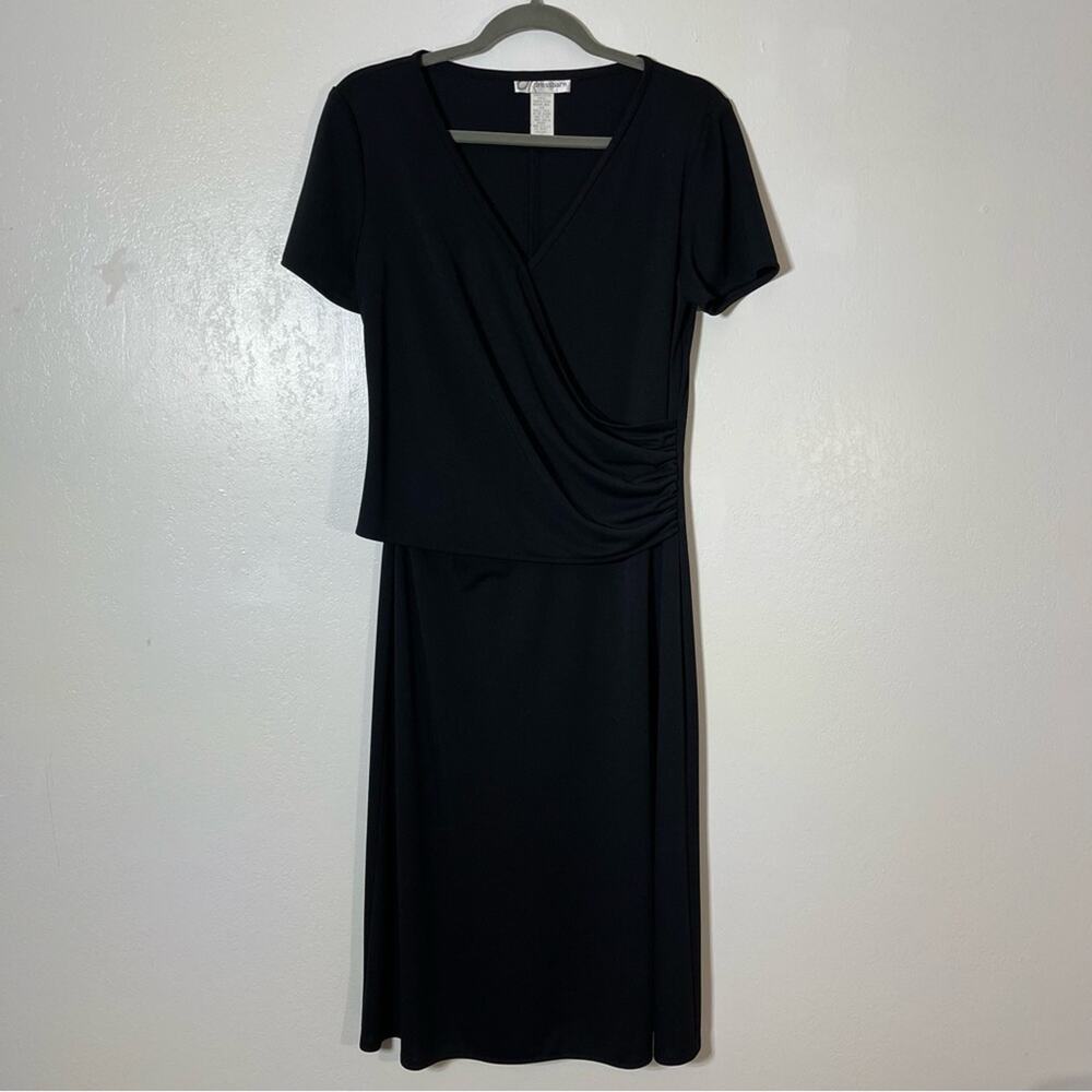 Dress Barn, Classic Black Dress. Faux Wrap Top, Size 8. In excellent condition!
